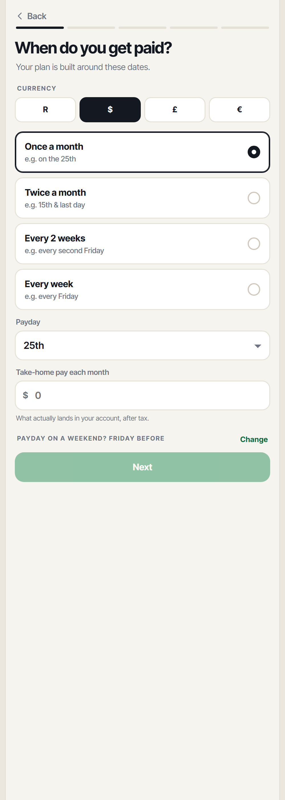 Choosing how often you get paid